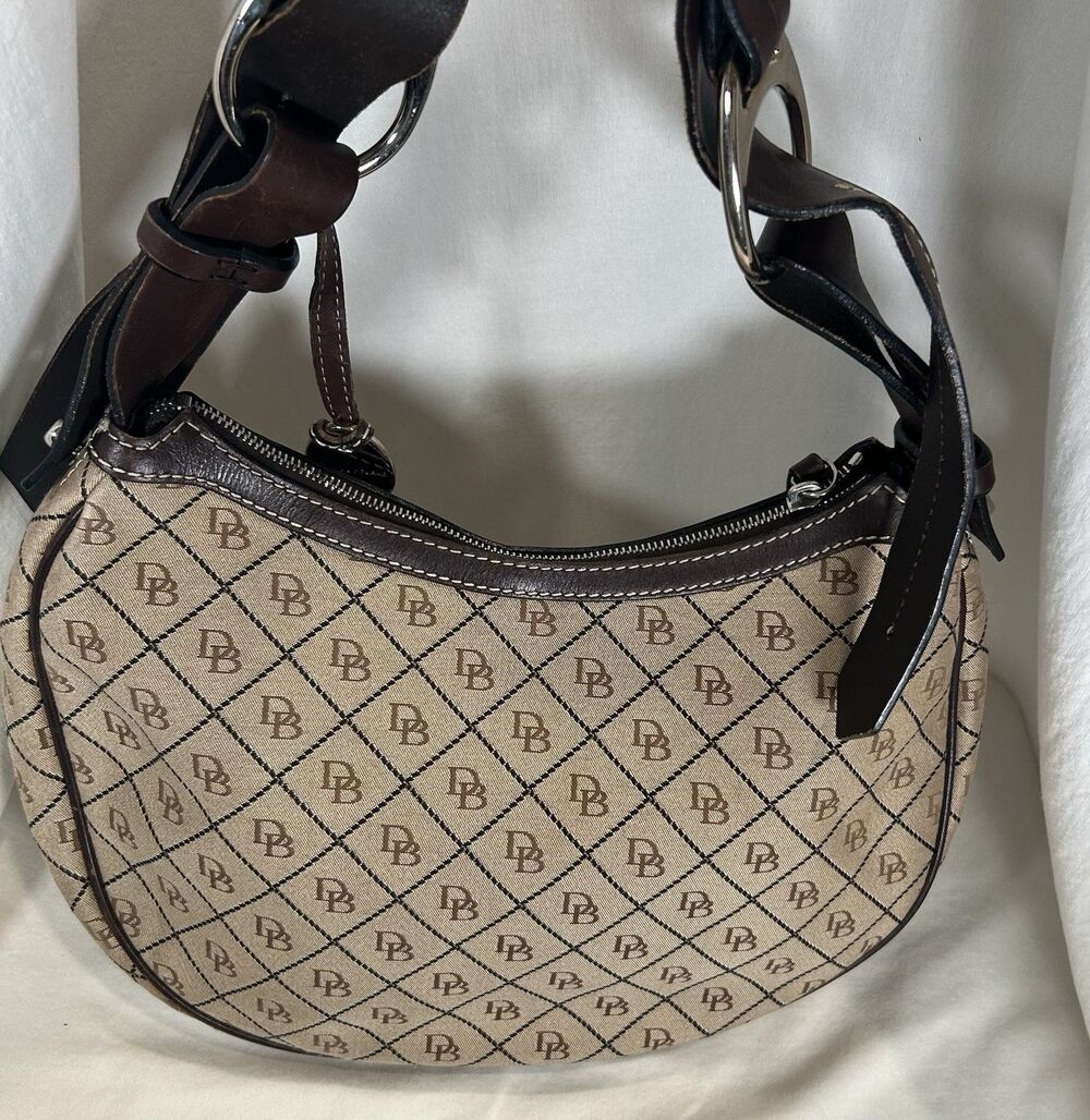 Dooney and Dourke Vintage Signature DB Canvas Hobo Bag - Picture 2 of 15